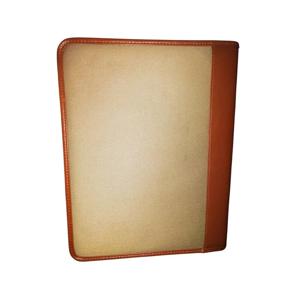 NWT Cutter & Buck Canvas & Leather Padfolio Organizer Planner Tan    57